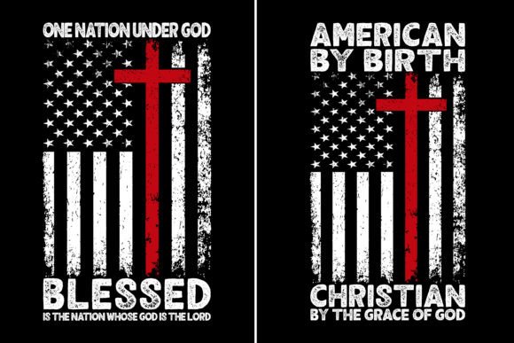 American Flag with a Christian Cross and Print Templates