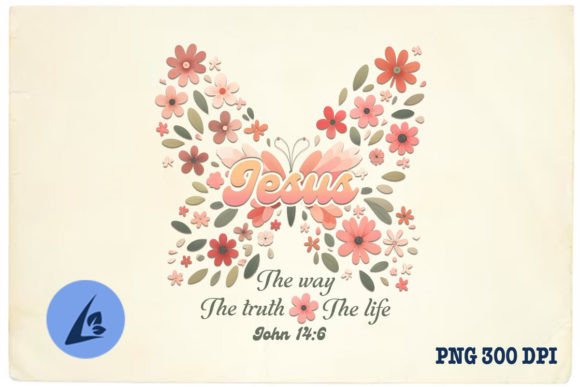 Butterfly Christian Jesus Floral PNG