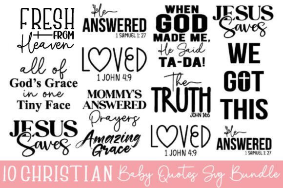 Christian Baby Quotes Svg Bundle & Crafts