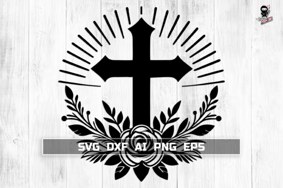 Christian Cross with Flowers SVG for Crafts