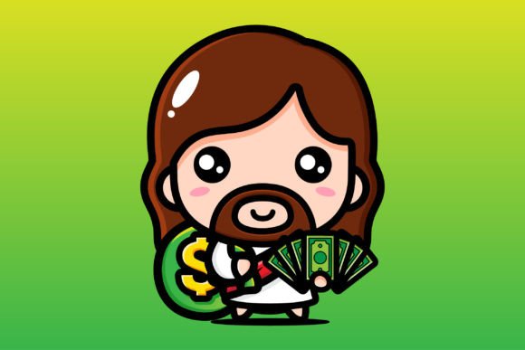Cute Jesus Brings Money for You Illustrations