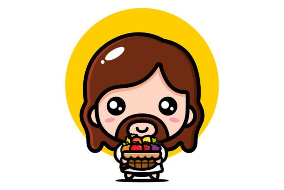 Cute Jesus Christ Carrying Fruits