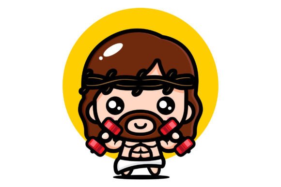 Cute Jesus Christ is Very Strong Illustrations