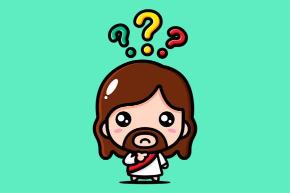 Cute Jesus Full of Question Marks Illustrations