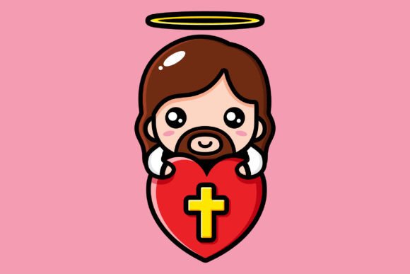 Cute Jesus Hugging Love Heart