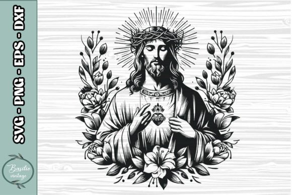 Floral Jesus SVG Clipart 10 & Crafts