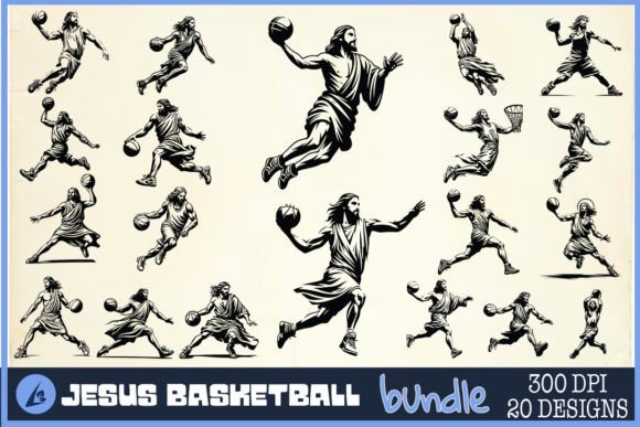 Funny Jesus Basketball SVG Bundle & Illustrations