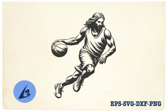 Funny Jesus Basketball SVG Clipart 09