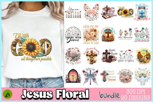Jesus Floral Sublimation Bundle for Crafts