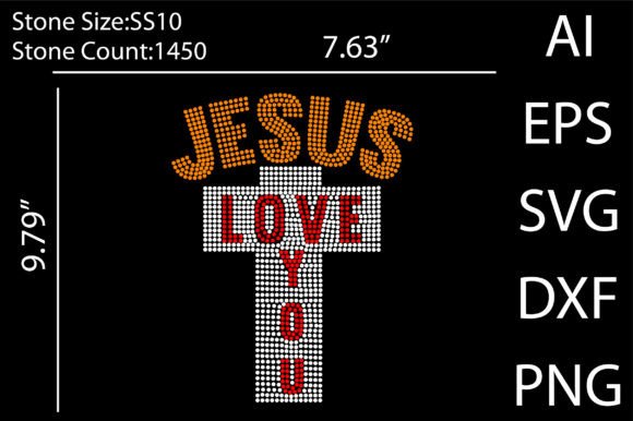 Jesus Love You Rhinestone Template and Crafts
