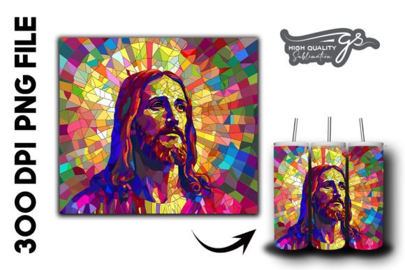 Stained Glass Jesus Tumbler Wrap 29 Backgrounds